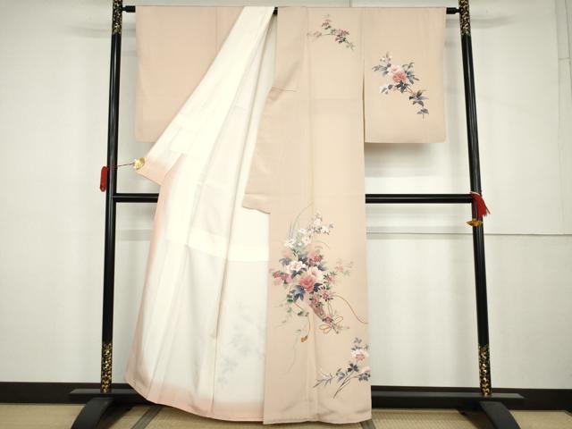 平和屋着物●訪問着　友禅　作家物　枝花文　正絹　逸品　AABK3550cs