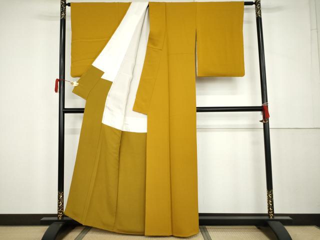 平和屋着物●ファッションデザイナー 花井幸子　色無地　金色　正絹　逸品　AABK3552cs
