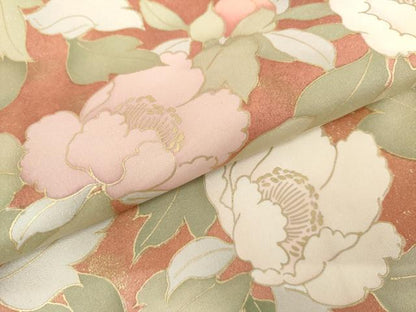 平和屋着物●訪問着　刺繍　草花文　金彩　正絹　逸品　AABK3554cs