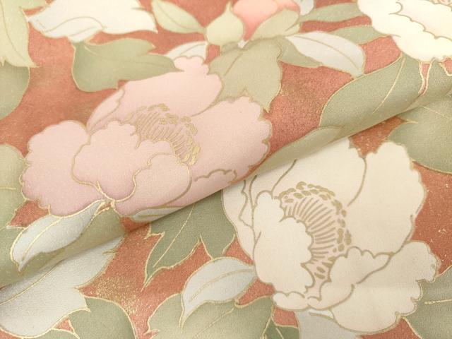 平和屋着物●訪問着　刺繍　草花文　金彩　正絹　逸品　AABK3554cs