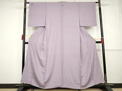 平和屋着物●美空ひばり　色無地　ワンポイント　藤紫色　正絹　逸品　未使用　AABK3555cs