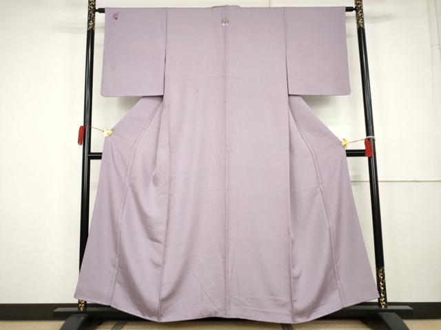 平和屋着物●美空ひばり　色無地　ワンポイント　藤紫色　正絹　逸品　未使用　AABK3555cs