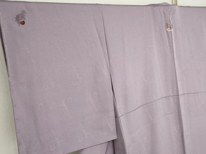 平和屋着物●美空ひばり　色無地　ワンポイント　藤紫色　正絹　逸品　未使用　AABK3555cs