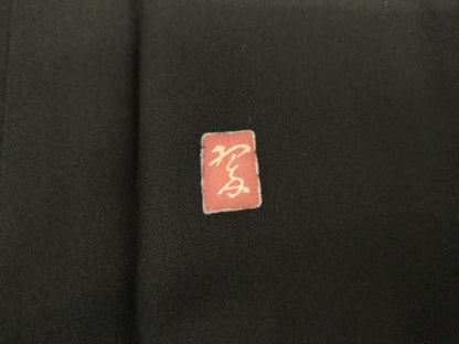 平和屋着物●豪華黒留袖　友禅　作家物　立波花松文　正絹　逸品　AABK3556cs