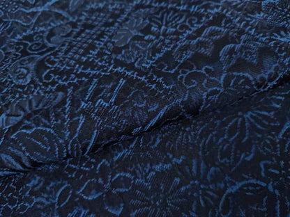 平和屋着物●上質な小紋　お召　藍　草花文　正絹　逸品　未使用　AABK3558cs