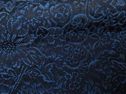 平和屋着物●上質な小紋　お召　藍　草花文　正絹　逸品　未使用　AABK3558cs