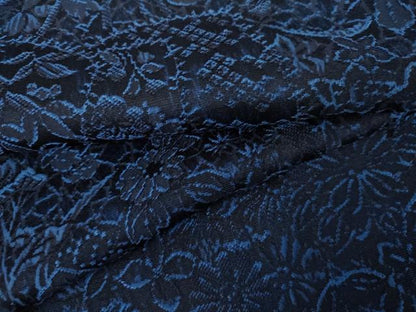 平和屋着物●上質な小紋　お召　藍　草花文　正絹　逸品　未使用　AABK3558cs