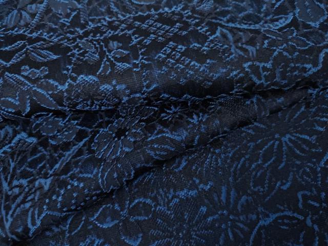 平和屋着物●上質な小紋　お召　藍　草花文　正絹　逸品　未使用　AABK3558cs