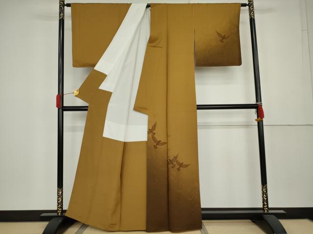 平和屋着物●染色作家　斉藤三才　訪問着　三才鳥　暈し染め　正絹　逸品　AABK3560cs