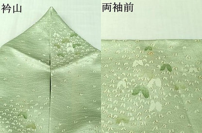 平和屋着物▽上質な小紋　単衣　草葉文　金彩　正絹　逸品　AABK3562jh