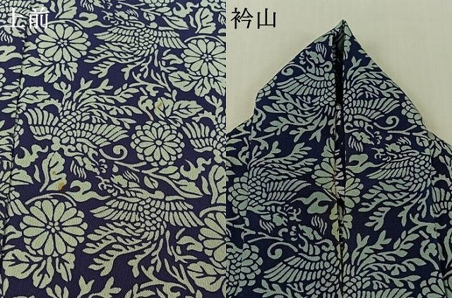 平和屋着物▽上質な小紋　単衣　草花文　正絹　逸品　AABK3563jh