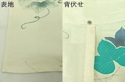 平和屋着物▽上質な小紋　単衣　地紋起こし　葡萄唐草文　正絹　逸品　AABK3564jh