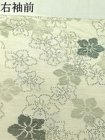 平和屋着物▽上質な紬　単衣　舞花文　正絹　逸品　AABK3565jh