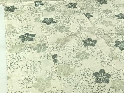 平和屋着物▽上質な紬　単衣　舞花文　正絹　逸品　AABK3565jh