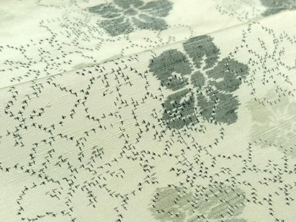 平和屋着物▽上質な紬　単衣　舞花文　正絹　逸品　AABK3565jh