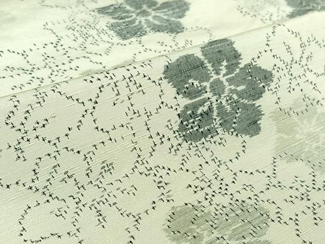 平和屋着物▽上質な紬　単衣　舞花文　正絹　逸品　AABK3565jh