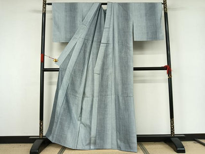 平和屋着物▽上質な紬　単衣　霞文　正絹　逸品　AABK3567jh