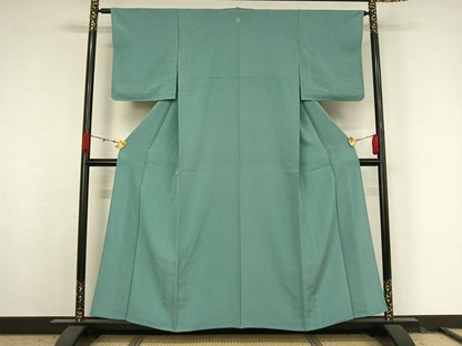 平和屋着物▽上質な色無地　単衣　青竹色　正絹　逸品　未使用　AABK3570jh