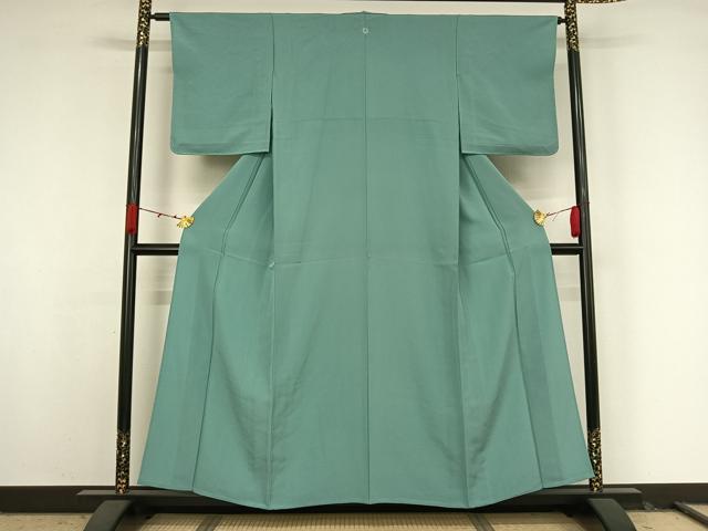 平和屋着物▽上質な色無地　単衣　青竹色　正絹　逸品　未使用　AABK3570jh