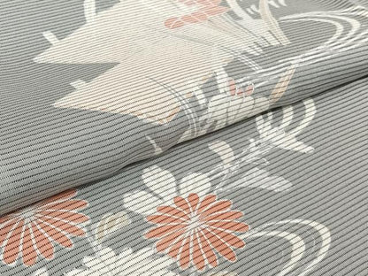 平和屋着物▽訪問着　無双　紗袷　紗×絽　流水花文　黒地　正絹　逸品　AABK3574jh