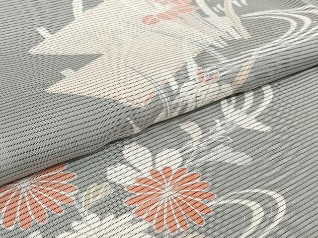 平和屋着物▽訪問着　無双　紗袷　紗×絽　流水花文　黒地　正絹　逸品　AABK3574jh