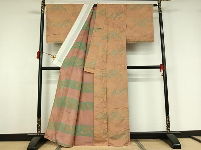 平和屋着物▽小紋　単衣　風景花文　AABK3577jh