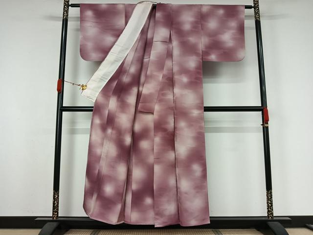 平和屋着物▽上質な小紋　単衣　霞文　暈し染め　正絹　逸品　AABK3579jh