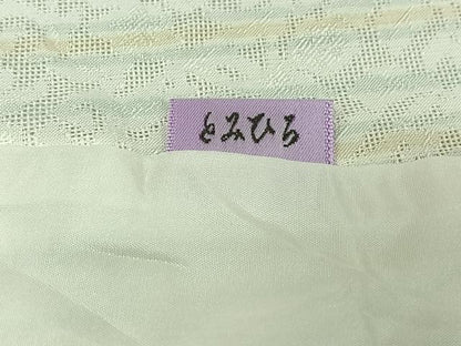 平和屋着物▽上質な小紋　単衣　捩り織　縞　正絹　逸品　AABK3580jh