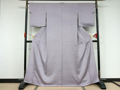 平和屋着物▽上質な色無地　単衣　藤色　正絹　逸品　未使用　AABK3581jh