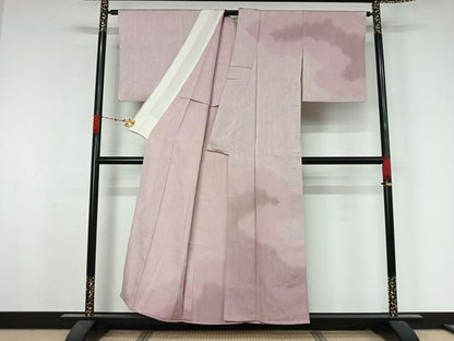 平和屋着物▽訪問着　単衣　お召地　霞文　正絹　逸品　AABK3582jh