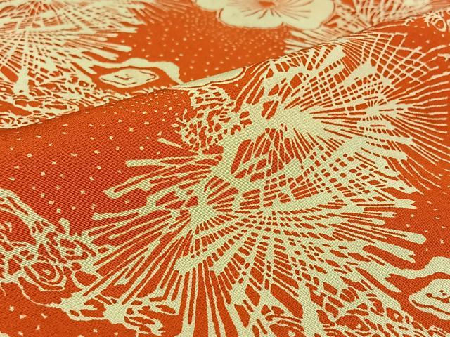 平和屋着物▽上質な小紋　単衣　梅松文　正絹　逸品　AABK3583jh
