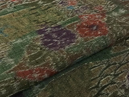 平和屋着物▽小千谷紬　単衣　草花文　正絹　逸品　AABK3587jh