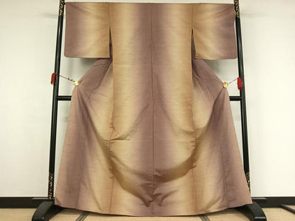 平和屋着物▽上質な紬　単衣　間道　正絹　逸品　AABK3590jh