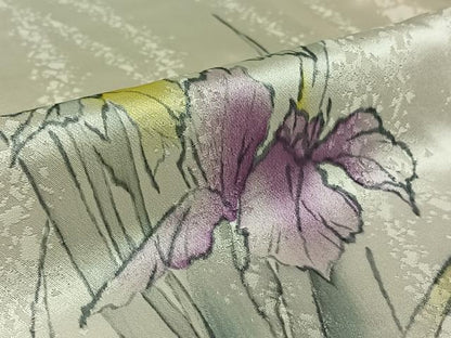 平和屋着物▽訪問着　単衣　手描き　燕子花　暈し染め　正絹　逸品　AABK3591jh