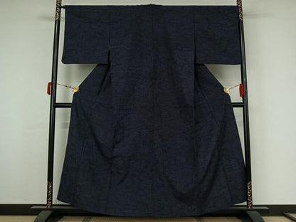 平和屋着物▽上質な紬　単衣　風景花文　正絹　逸品　AABK3597jh