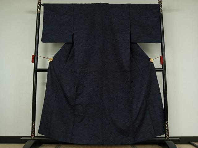 平和屋着物▽上質な紬　単衣　風景花文　正絹　逸品　AABK3597jh