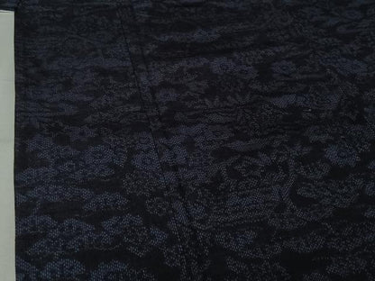 平和屋着物▽上質な紬　単衣　風景花文　正絹　逸品　AABK3597jh