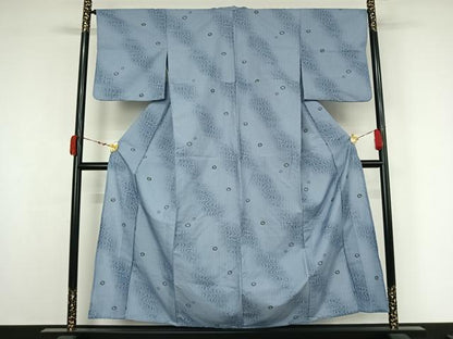平和屋着物▽小紋　単衣　流水文　洗える着物　AABK3598jh