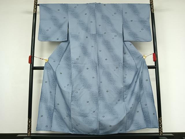 平和屋着物▽小紋　単衣　流水文　洗える着物　AABK3598jh