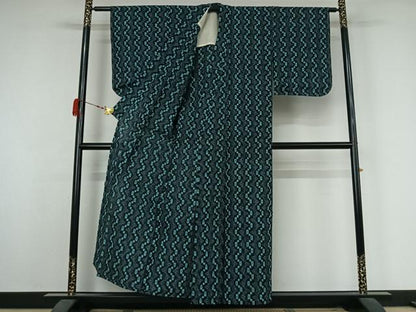 平和屋着物●久留米絣　単衣　変わり縞　綿　逸品　未使用　AABK3599jh