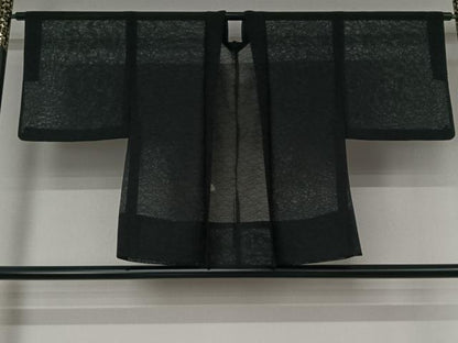 平和屋着物▽羽織　スリーシーズン　春夏秋　塵除け　芝文　黒地　洗える着物　AABK3602jh