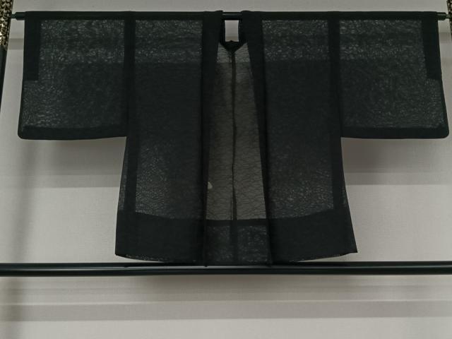平和屋着物▽羽織　スリーシーズン　春夏秋　塵除け　芝文　黒地　洗える着物　AABK3602jh