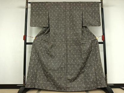 平和屋着物▽上質な紬　単衣　琉球絣　正絹　逸品　AABK3605jh