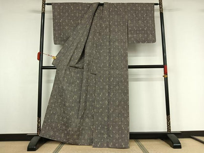 平和屋着物▽上質な紬　単衣　琉球絣　正絹　逸品　AABK3605jh