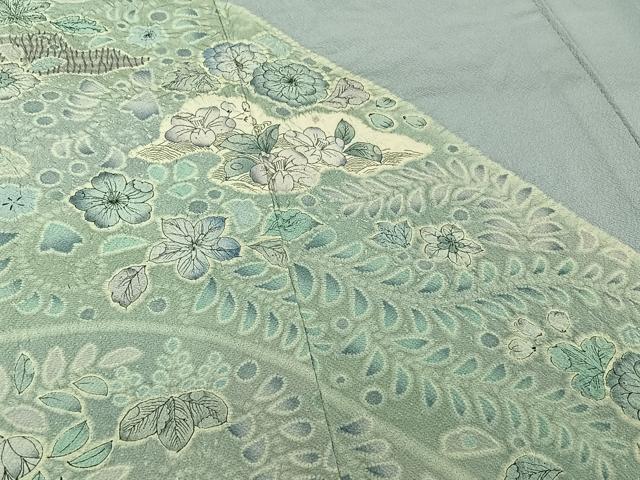 平和屋着物▽訪問着　単衣　辻が花　手描き　絞り　正絹　逸品　AABK3608jh