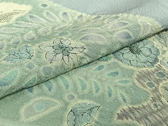 平和屋着物▽訪問着　単衣　辻が花　手描き　絞り　正絹　逸品　AABK3608jh