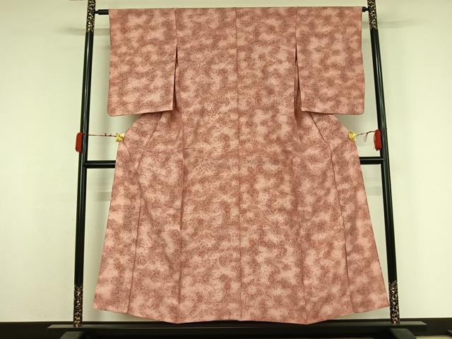 平和屋着物▽小紋　単衣　草花文　暈し染め　AABK3611jh