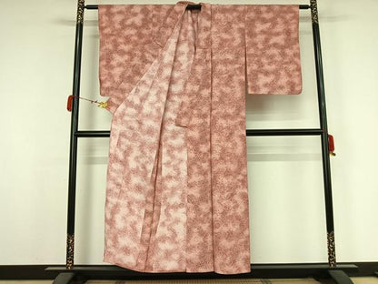 平和屋着物▽小紋　単衣　草花文　暈し染め　AABK3611jh