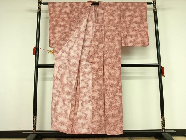 平和屋着物▽小紋　単衣　草花文　暈し染め　AABK3611jh