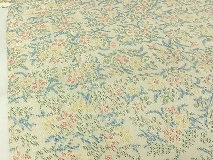 平和屋着物▽お召　単衣　草花文　正絹　逸品　AABK3614jh